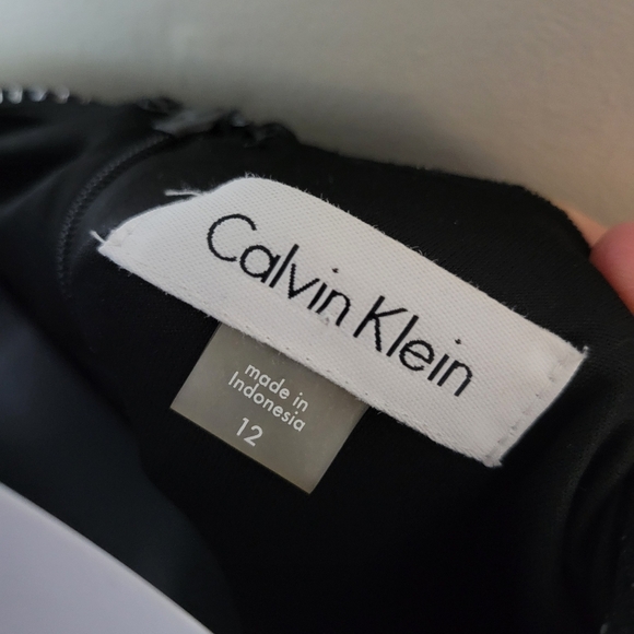 ❤️ NWT Calvin Klein Black Sequin Fit Flare Cocktail Midi Dress, Size 12 - Picture 2 of 5